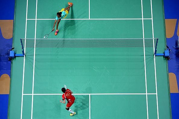 Sindhu is all charged up when she faces a Chinese on the opposite side of the net