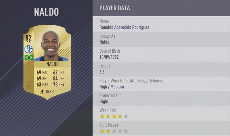 Naldo&#039;s FIFA 18 card