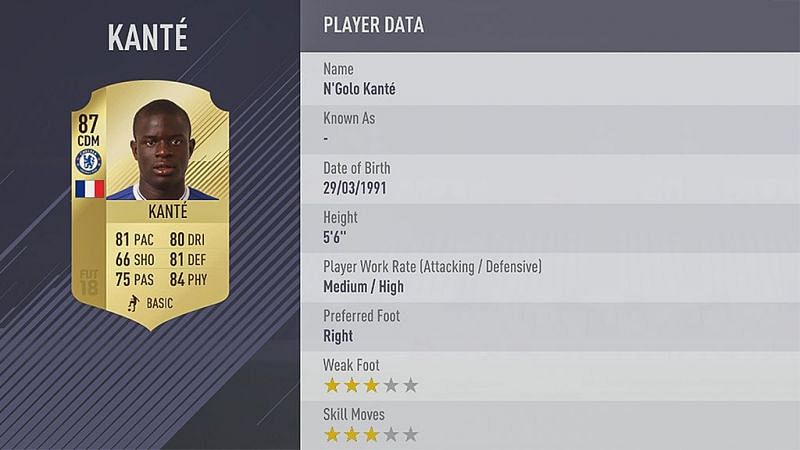 Kante&#039;s FIFA 18 card