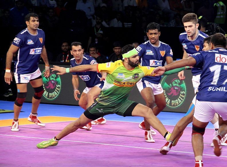 Pardeep Narwal got off to a fine start by making a super raid on his first raid attempt against Delhi