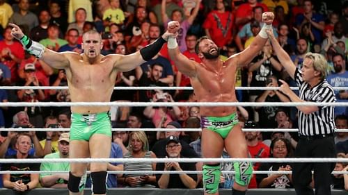 The Hype Bros after winning their match against the Colons at Money in the Bank