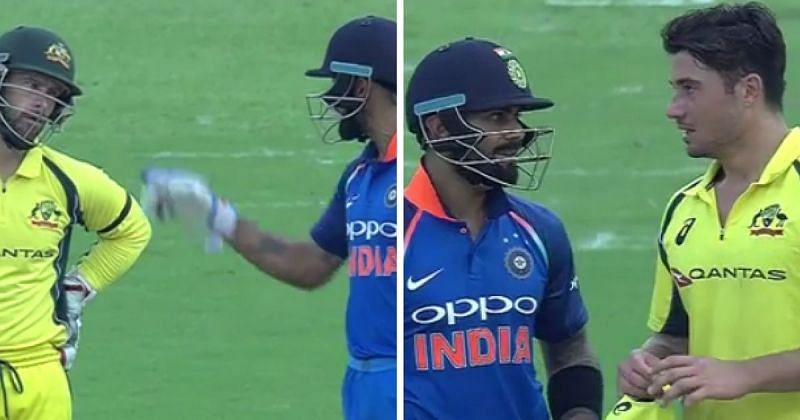 Virat Kohli was seen exchanging words with Matthew Wade and Marcus Stoinis