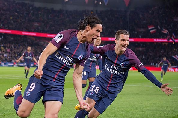 Cavani and Lo Celse celebrate