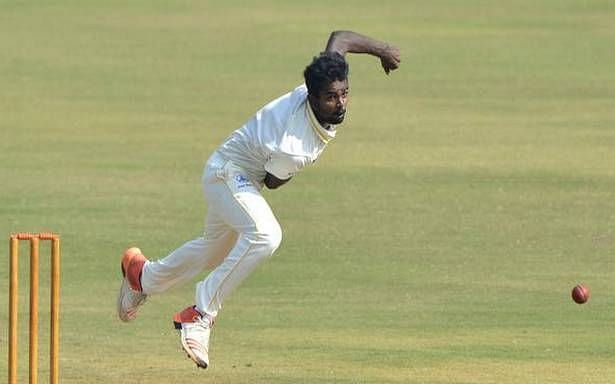 Aswin Crist in his delivery stride