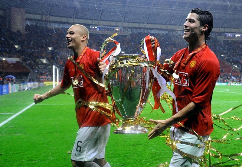 Wes Brown and Cristiano Ronaldo