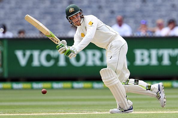 Handscomb uses his feet to good effect against spinners