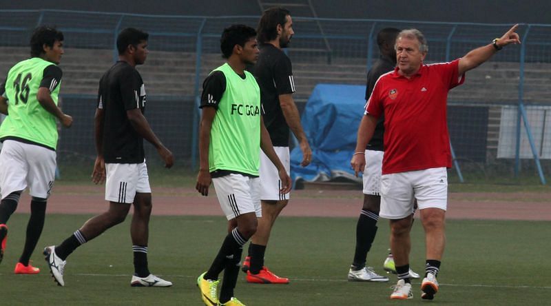 FC Goa training under the watchful eyes of Zico (source: Indian Express)