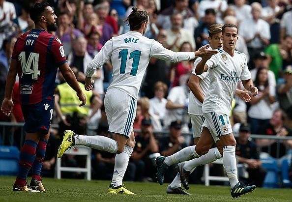 Lucas Vazquez celebrates scoring Real Madrid&#039;s equaliser 