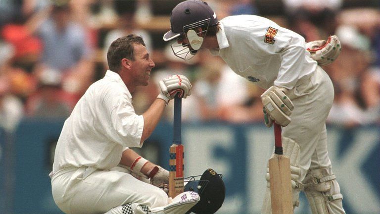 Atherton and Russell&#039;s patient batting guided England to a draw against South Africa from a difficult position