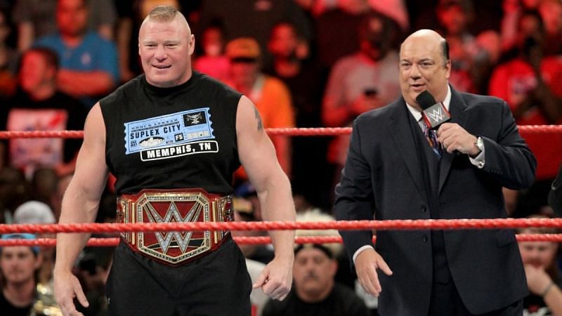 Brock Lesnar with his advocate, Paul Heyman