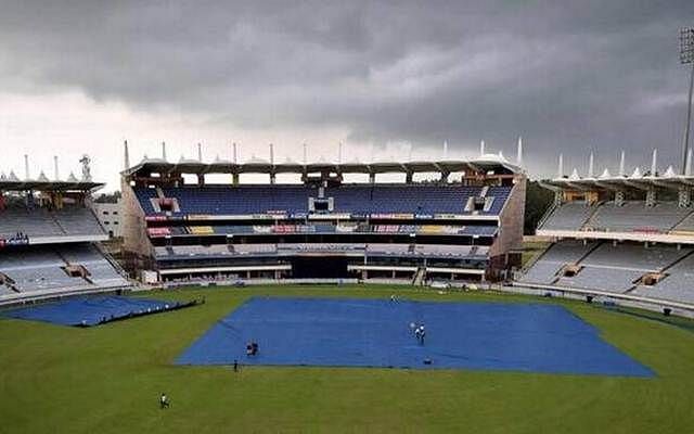 JSCA International stadium last night when India were to cancel their practice session