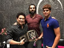 WWE Champion Jinder Mahal meets Sachin Tendulkar in India