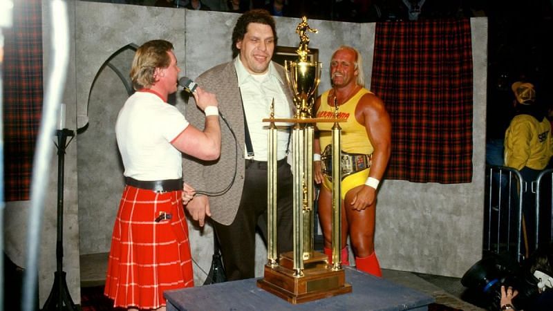 Andre with Roddy Piper and Hulk Hogan