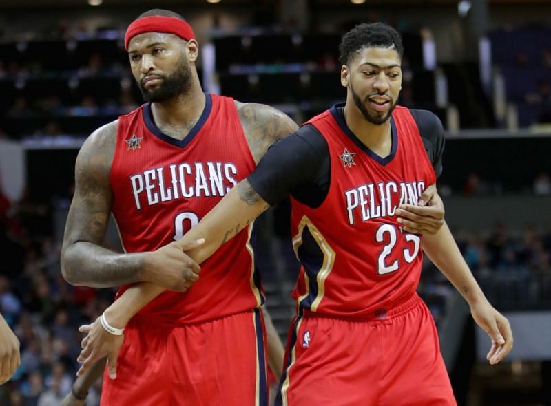 New Orleans Pelicans&#039; teammates DeMarcus Cousins and Anthony Davis