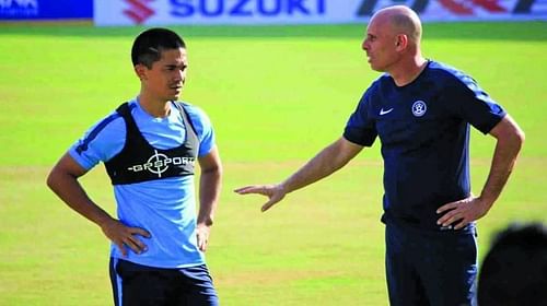 Sunil Chhetri and Stephen Constantine