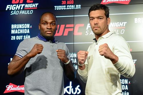 Brunson(left) and Machida at a UFC Sao Paulo press conference