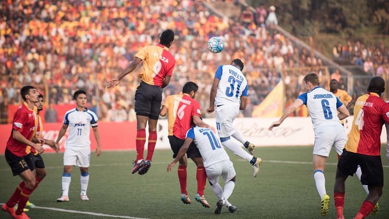 Action image in a Bengaluru FC vs East Bengal I-League game from the past