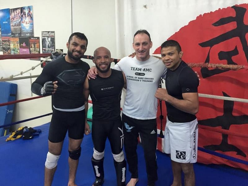 Gurdarshan Mangat at training alongside with Bibiano Fernandes and Demetrious Johnson