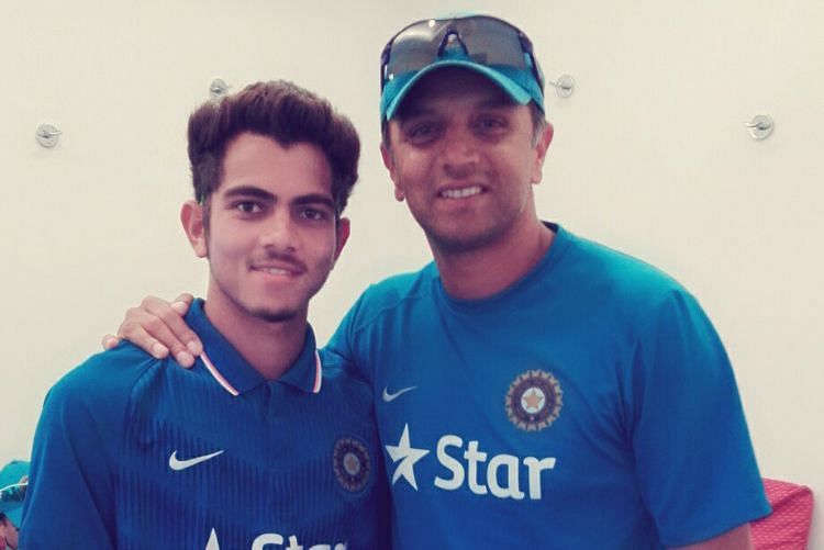 Kamlesh Nagarkoti with his coach Rahul Dravid