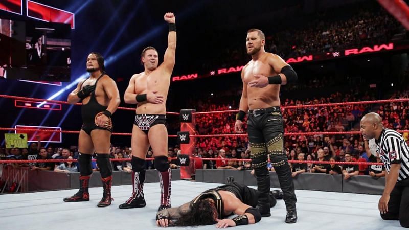 The Miz took on Roman Reigns with the help of Curtis Axel and Bo Dallas