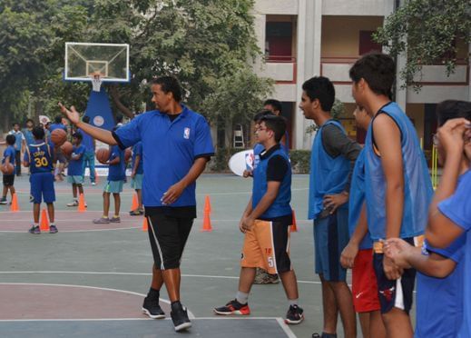 NBA superstar Andre Miller on a visit to India: Gives Basketball Lessons to Students at Apeejay School-Sheikh Sarai
