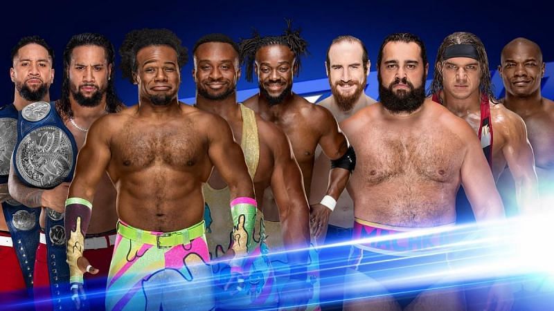 The New Day and the Usos battle, shoulder to shoulder