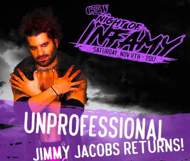 Jimmy Jacobs is returning to CZW this coming November