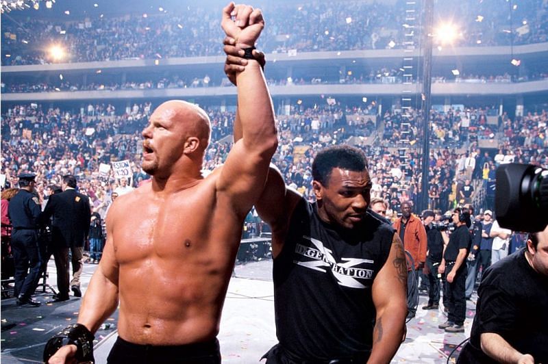 Mike Tyson with Stone Cold and Shawn Michaels