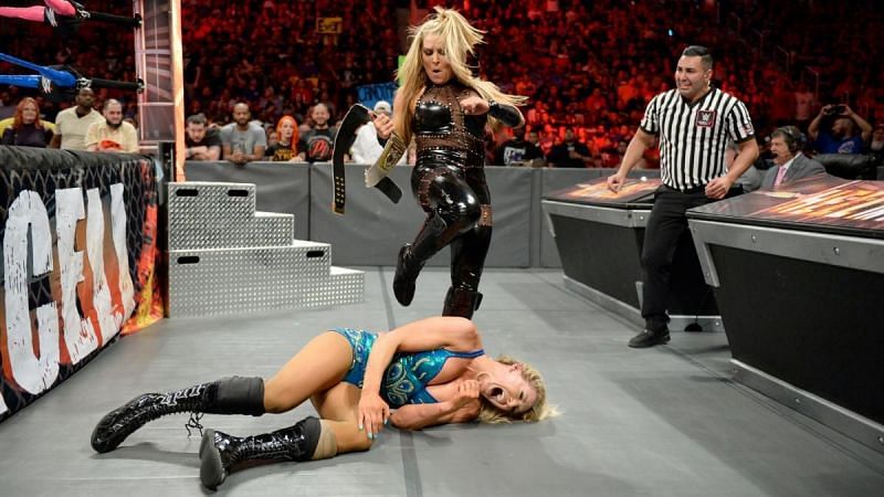 Natalya showed her ruthless side by attacking an injured Charlotte after the match