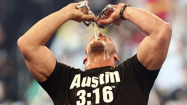 Stone Cold having a beer in WWF
