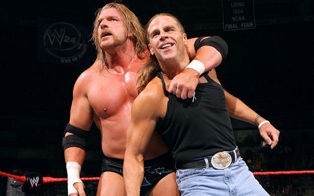 Triple H in the ring with Shawn Michaels