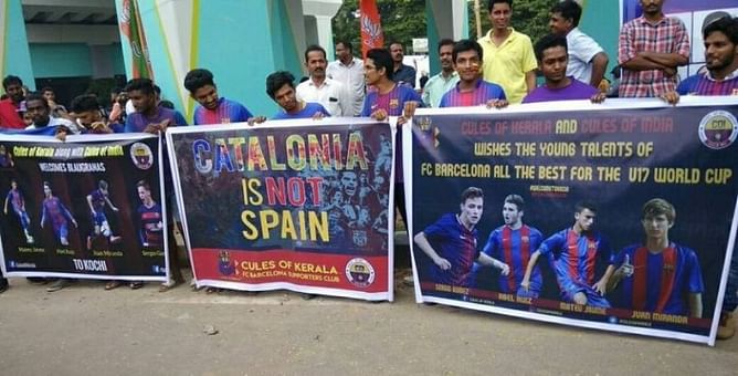 FIFA U17 World Cup: Kochi fans unfurl banners in support of Catalonia referendum before Spain game