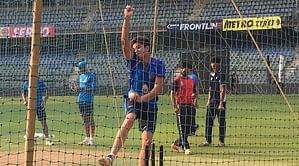 Arjun Tendulkar bowls at nets to Indian batsmen