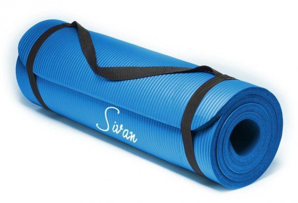 Reehut 1/2-Inch Extra Thick High Density NBR Exercise Yoga Mat for Pilates,  Fitness & Workout w/ Carrying Strap - Blue 