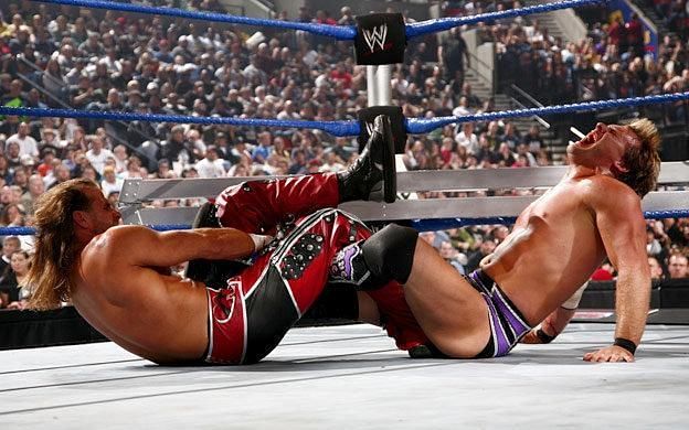 Shawn Michaels in a Ladder match with Chris Jericho