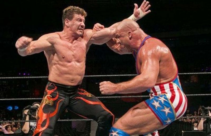 Eddie Guerrero in the ring with Kurt Angle