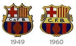 FC Barcelona&#039;s crest in 1949 and 1960