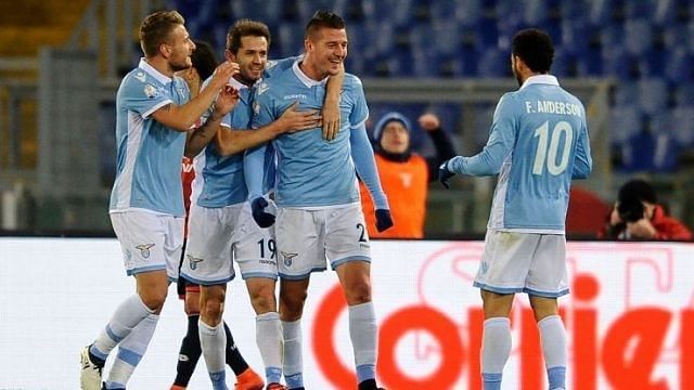 Lazio players in Europa League action