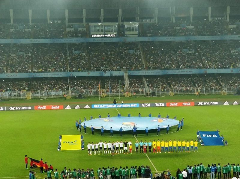 The Salt Lake Stadium before kick-off in the Brazil vs Germany game
