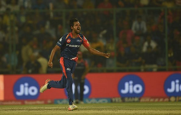 Nadeem in action for Delhi Dardevils