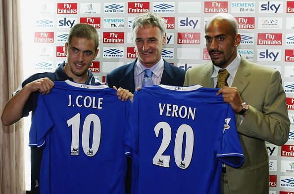 Chelsea manager shows off new signings Joe Cole and Juan Sebastian Veron