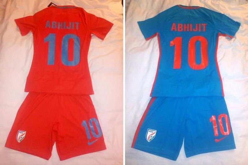 India Home and Away Colours for U-17 World Cup (Abhijit Sarkar No.10)