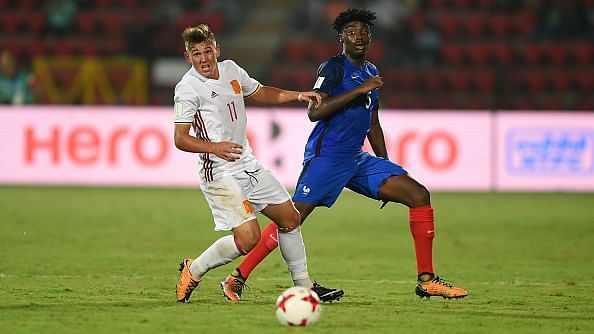 Villarreal&#039;s Nacho Diaz in action against France in the R16 match