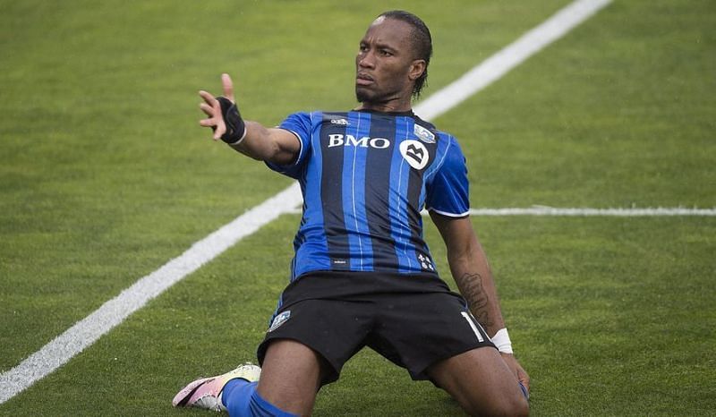 Didier Drogba celebrating a hattrick for Montreal Impact