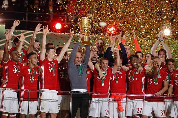 Bayern Munich winning the German Cup against Borussia Dortmund