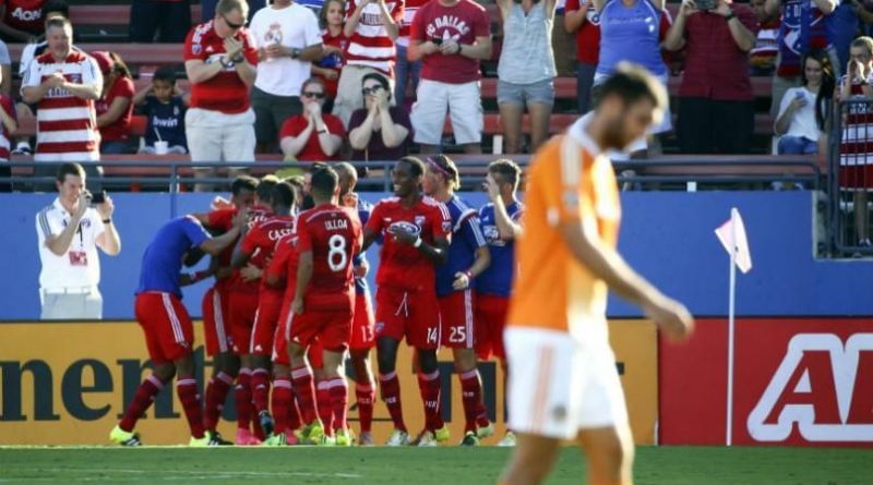 The Dallas players celebrating a goal against their big-time rivals