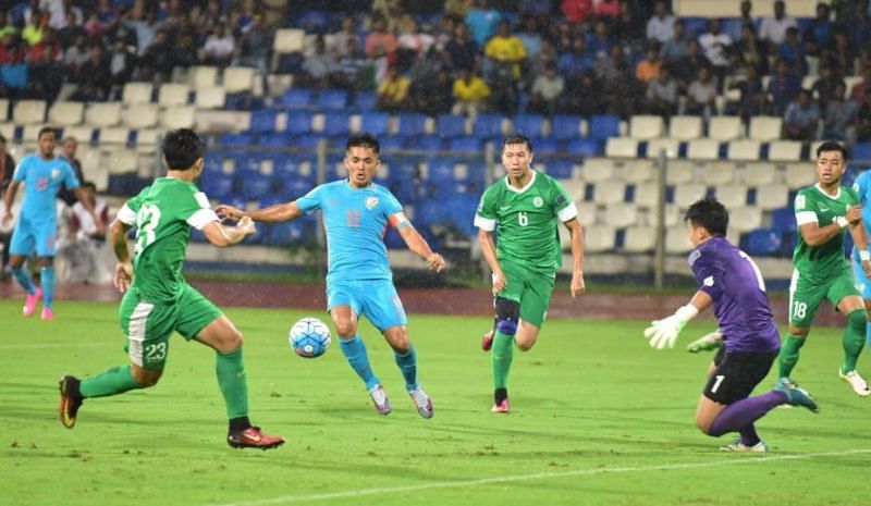 Sunil Chhetri scored one, and assisted another, as India brushed past Macau.