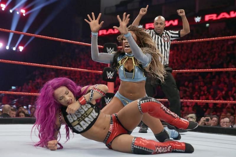Alicia Fox and Sasha Banks in the ring