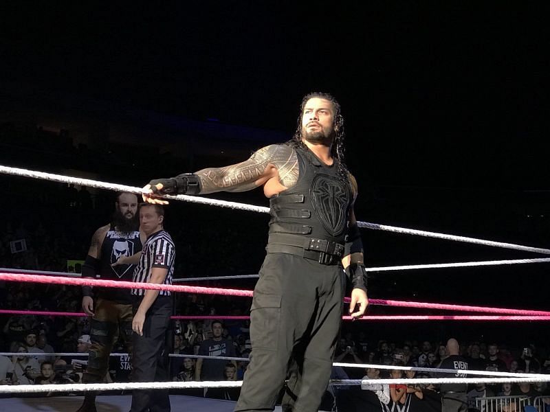 Reigns encountered Braun Strowman in a Last man standing match 