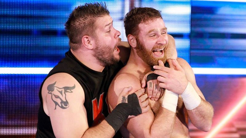 Sami Zayn and Kevin Owens after their victory on Smackdown Live